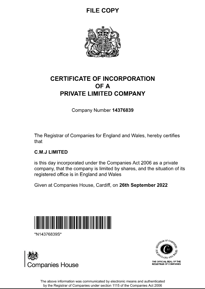 Company Certificate